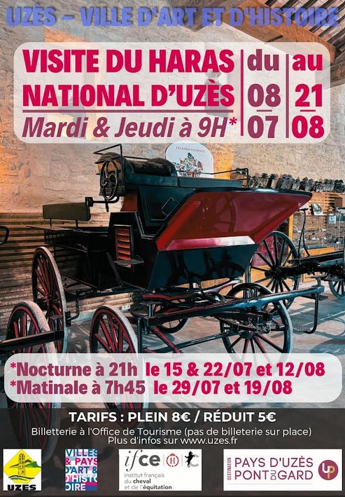 Visite guidée Haras National d'Uzès, événement équestre agenda cheval | Pégase.agenda : l’agenda incontournable des événements équestres en France et en Europe. Salons, concours, formations, ne ratez rien du monde du cheval.