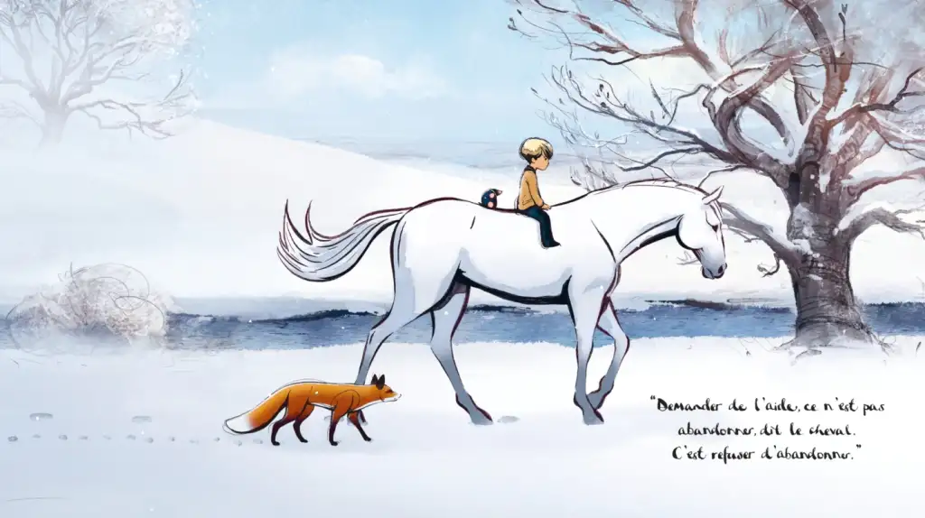 Illustration poétique du film L’Enfant, la Taupe, le Renard et le Cheval, film cheval, film équestre, film enfant | Pégase Daily